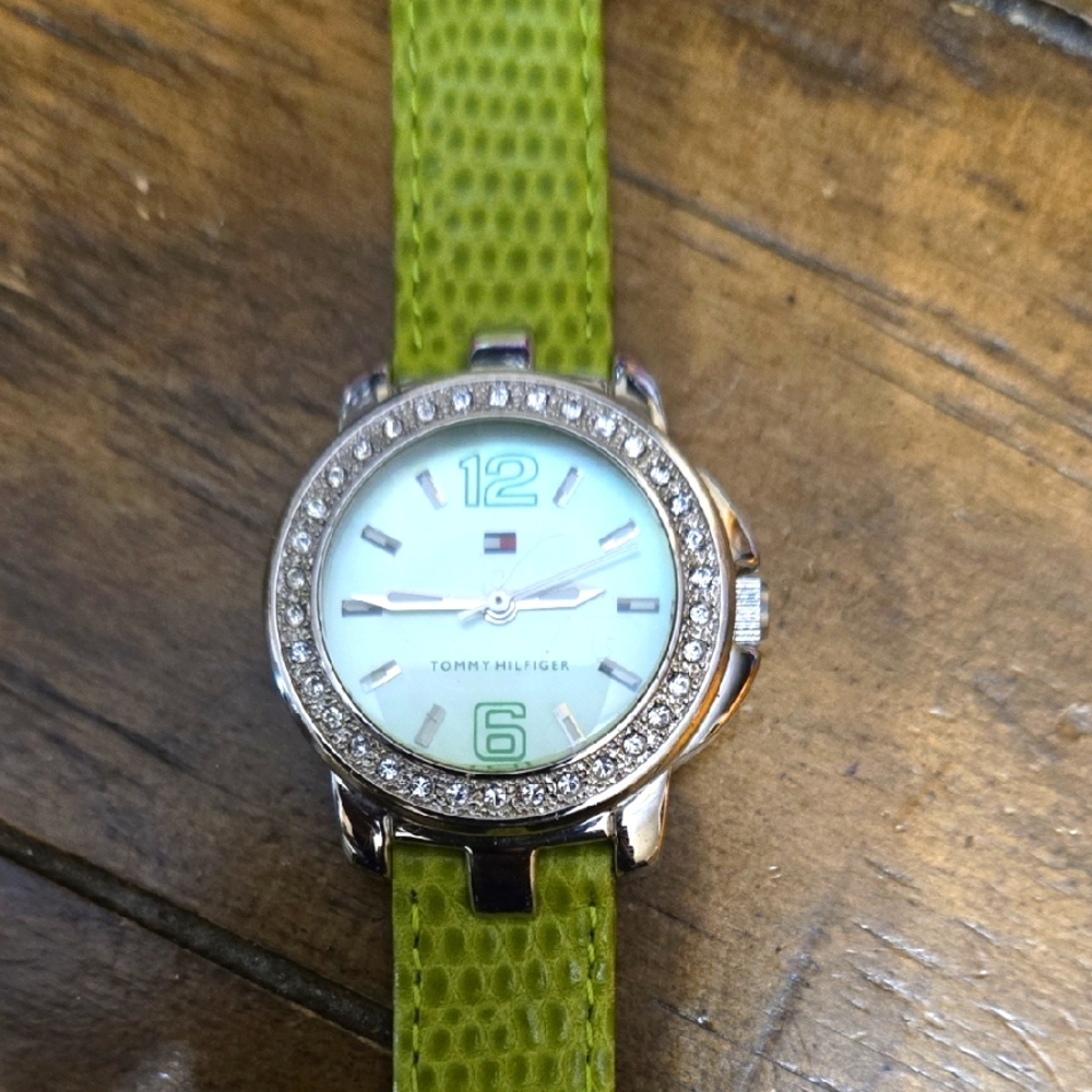Tommy Hilfiger Green Watch with Silver Accents